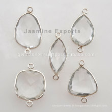 Vente en gros Bezel Set Crystal Quartz 925 Silver Gemstone Connectors Fournisseurs